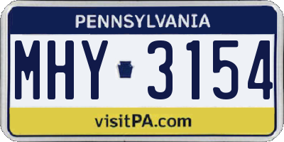 PA license plate MHY3154