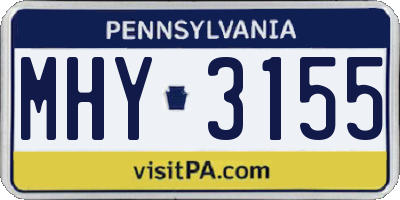 PA license plate MHY3155