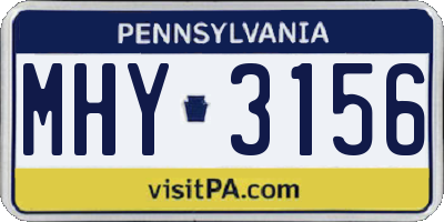 PA license plate MHY3156