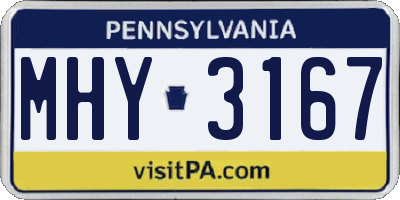 PA license plate MHY3167