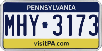 PA license plate MHY3173