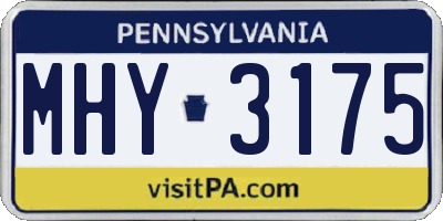 PA license plate MHY3175