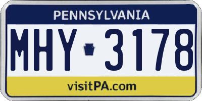 PA license plate MHY3178
