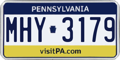 PA license plate MHY3179