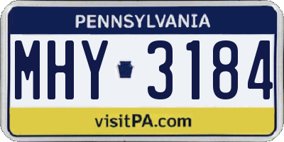 PA license plate MHY3184