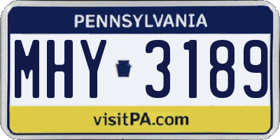 PA license plate MHY3189