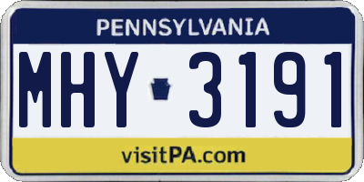 PA license plate MHY3191