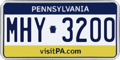 PA license plate MHY3200