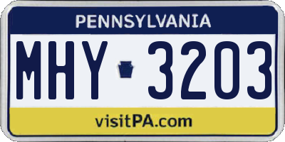 PA license plate MHY3203