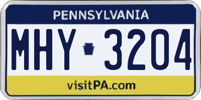 PA license plate MHY3204