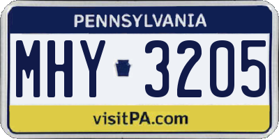PA license plate MHY3205