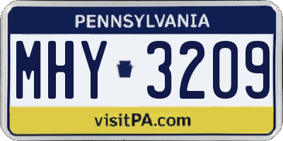 PA license plate MHY3209