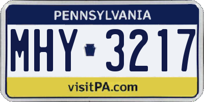 PA license plate MHY3217