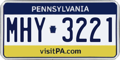 PA license plate MHY3221
