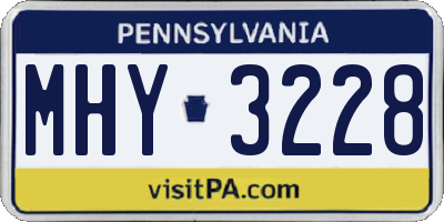 PA license plate MHY3228