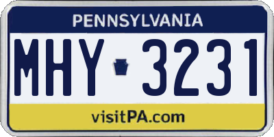 PA license plate MHY3231