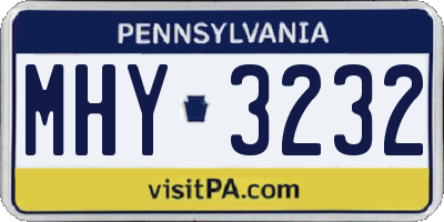 PA license plate MHY3232