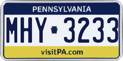 PA license plate MHY3233