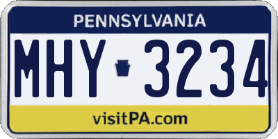 PA license plate MHY3234