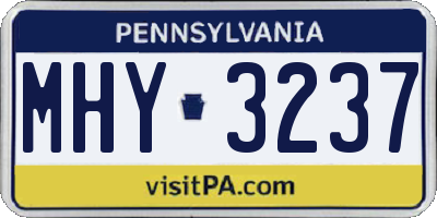 PA license plate MHY3237