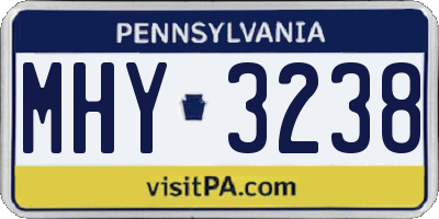 PA license plate MHY3238
