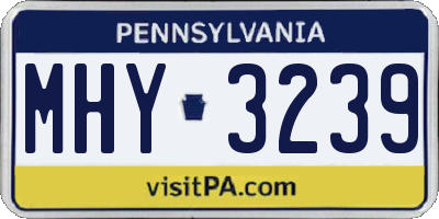 PA license plate MHY3239