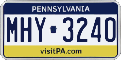PA license plate MHY3240