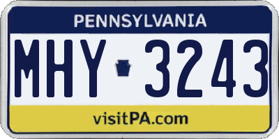 PA license plate MHY3243