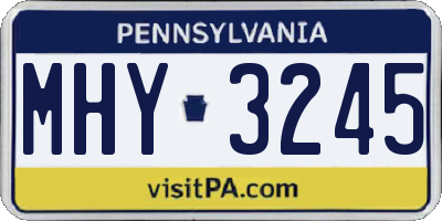 PA license plate MHY3245