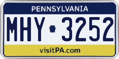 PA license plate MHY3252
