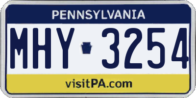 PA license plate MHY3254