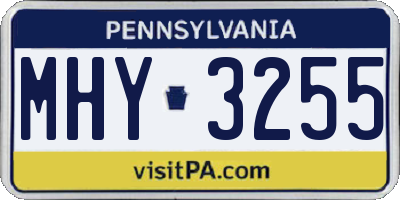PA license plate MHY3255