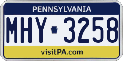 PA license plate MHY3258