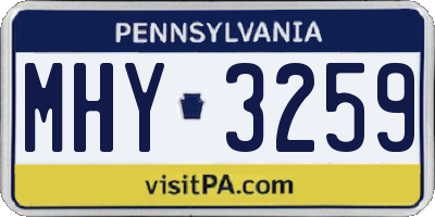 PA license plate MHY3259