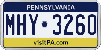PA license plate MHY3260