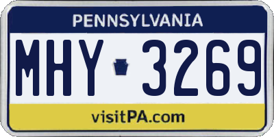 PA license plate MHY3269