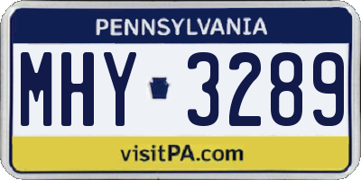 PA license plate MHY3289