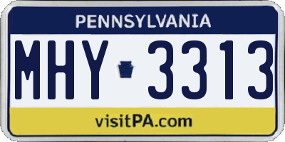 PA license plate MHY3313