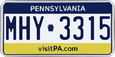 PA license plate MHY3315