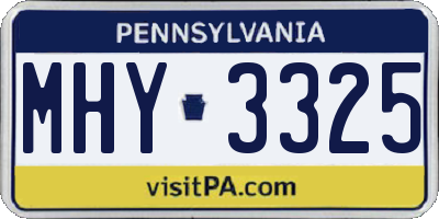 PA license plate MHY3325
