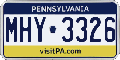 PA license plate MHY3326