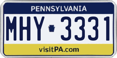 PA license plate MHY3331