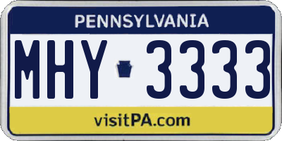 PA license plate MHY3333