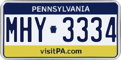 PA license plate MHY3334
