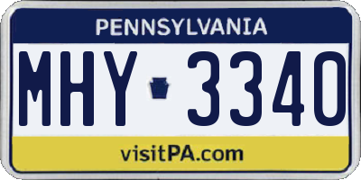 PA license plate MHY3340
