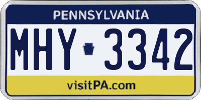 PA license plate MHY3342