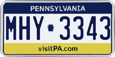 PA license plate MHY3343