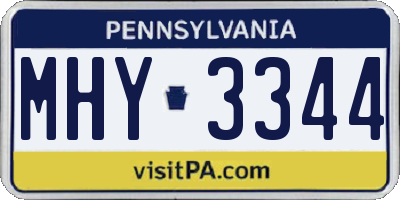 PA license plate MHY3344