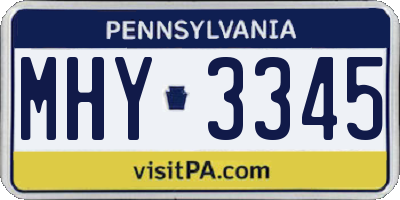 PA license plate MHY3345