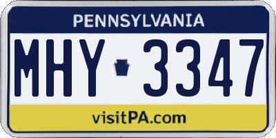 PA license plate MHY3347